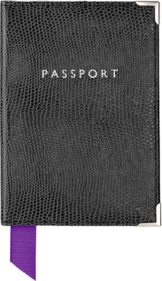 ASPINAL Lizard-print leather passport cover