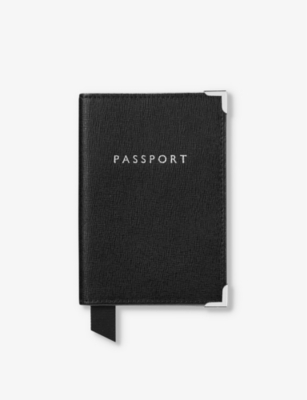 ASPINAL OF LONDON: Logo-print leather passport cover
