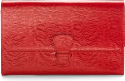 ASPINAL Classic lizard-print leather travel wallet