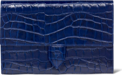 ASPINAL Mock crocodile deluxe travel wallet (Navy croc & cream suede