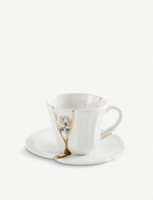 SELETTI: Kintsugi N3 coffee cup with saucer in porcelain