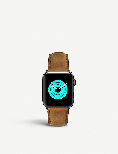 MINTAPPLE: Apple Watch matte coated stainless steel and suede strap 42mm/44mm