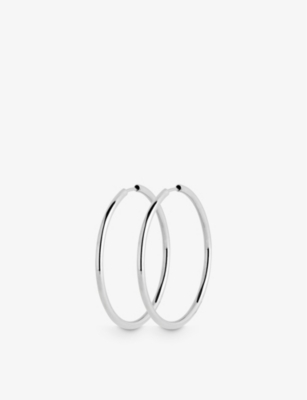MARIA BLACK: Senorita 35 rhodium-plated recycled sterling-silver hoop earrings