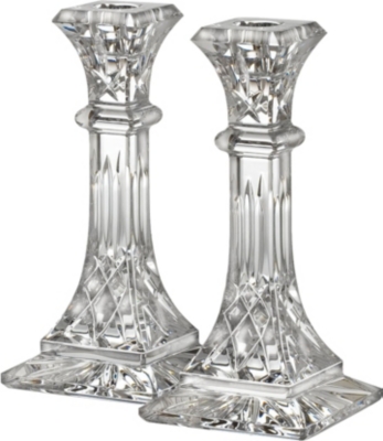 WATERFORD Lismore pair of crystal candlesticks 20cm