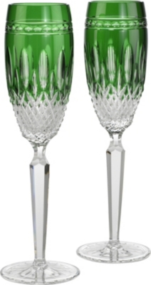 WATERFORD Clarendon emerald champagne flutes set of two
