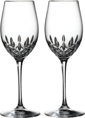 WATERFORD Lismore Essence pair of crystal white wine glasses