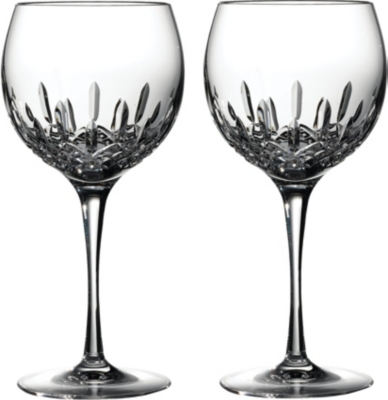 WATERFORD Lismore Essence pair of crystal balloon wine glasses