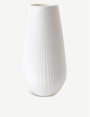 WEDGWOOD: White Folia tall bone china vase 30cm