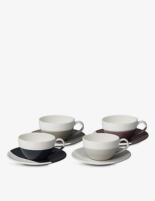 ROYAL DOULTON: Coffee Studio porcelain cappuccino cup and saucer set of four