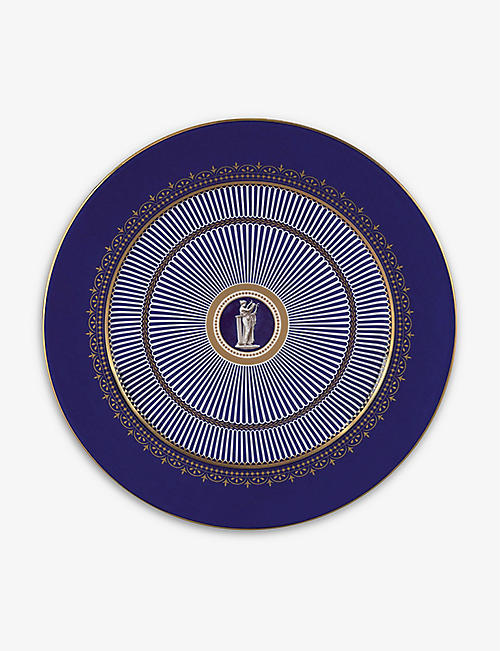 WEDGWOOD: Anthemion Blue fine bone-china covered plate 30cm