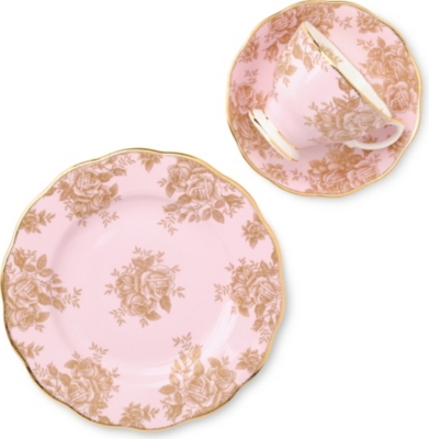 ROYAL ALBERT Golden Roses 1960 three piece tea set