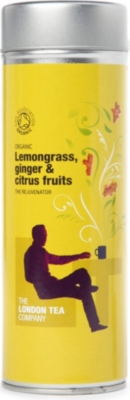 LONDON TEA Organic Lemongrass Ginger and Citrus Fruits pyramid tea bags tin 30g
