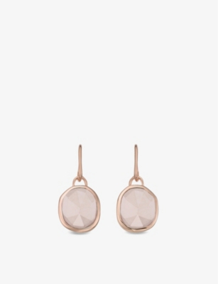 MONICA VINADER: Siren Wire 18ct rose gold vermeil and rose quartz earrings