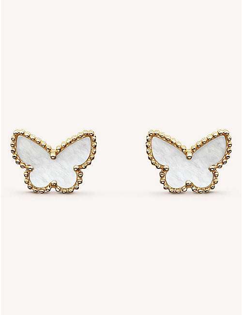 VAN CLEEF & ARPELS: Sweet Alhambra gold and mother-of-pearl stud earrings
