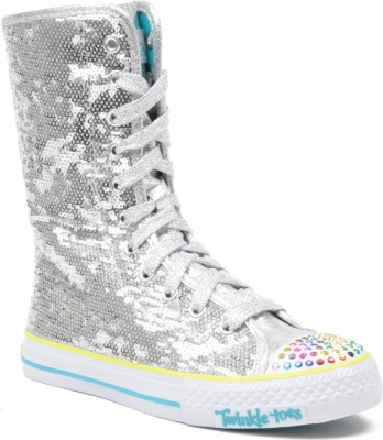 SKECHERS Sequin long high-top trainers 7-9 years