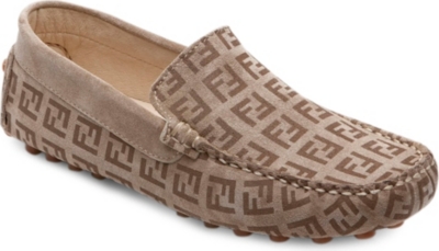 FENDI Logo print suede loafers 6-10 years