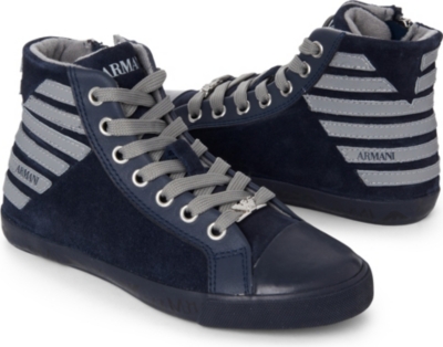 ARMANI Striped-back high tops 6-9 years