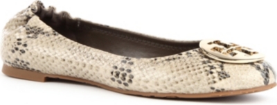 TORY BURCH Reva mock-snake leather pumps