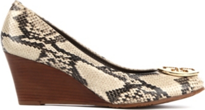 TORY BURCH Sally mock-snake leather wedge courts