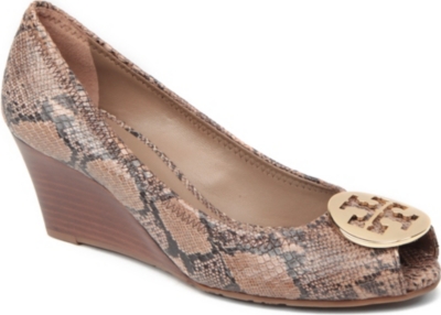 TORY BURCH Sally mock-snake wedge courts