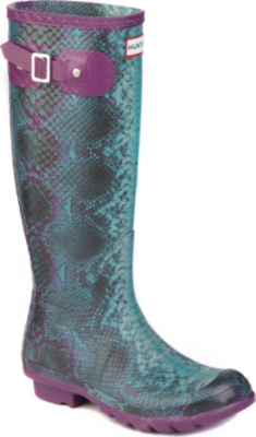 HUNTER Carnaby snake-print wellies