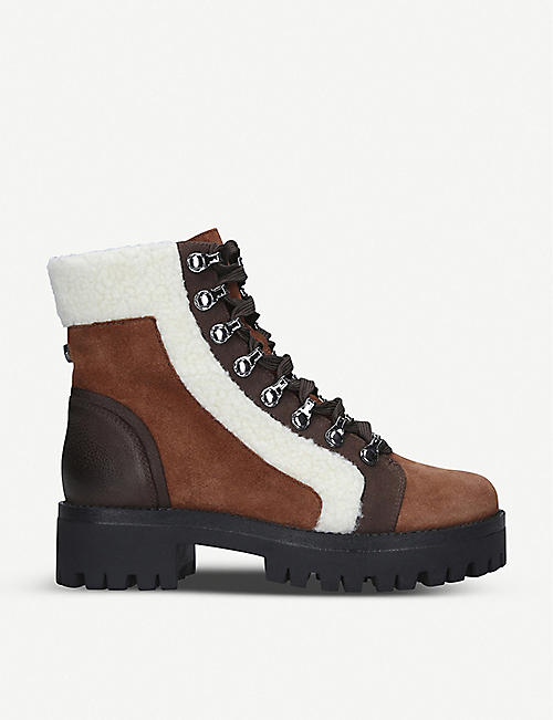 STEVE MADDEN: Groove faux shearling-trim faux-leather ankle boots