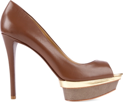 BRIAN ATWOOD Franciska leather peep-toe courts