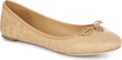 TORY BURCH Chelsea embroidered leather pumps