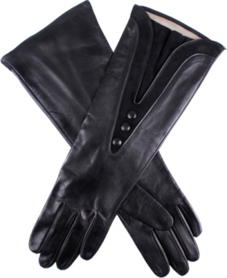 DENTS Suede detail silk lined leather gloves