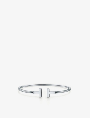 TIFFANY & CO: T Wire 18ct white-gold bracelet