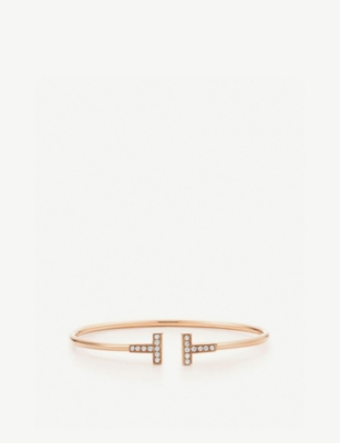 TIFFANY & CO: T Wire diamond and 18ct rose-gold bracelet