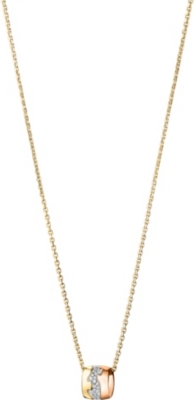 GEORG JENSEN Fusion 18-carat gold pav&eacute; pendant necklace