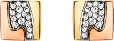 GEORG JENSEN Fusion pav&eacute;-set stud earrings (Rose,+gold+white