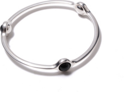 GEORG JENSEN Sphere sterling silver black agate bangle