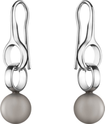 GEORG JENSEN Sphere sterling silver and moonstone drop earrings 3.1cm