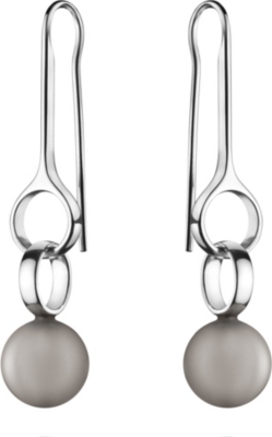 GEORG JENSEN Sphere sterling silver and moonstone large drop earrings 4.5cm