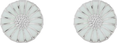 GEORG JENSEN White daisy iconic rhodinated sterling silver with enamel earrings