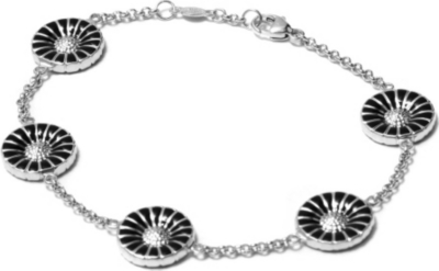 GEORG JENSEN Black daisy rhodinated sterling silver with enamel bracelet
