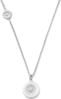 GEORG JENSEN White iconic enamel daisy pendant and sterling silver necklace