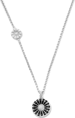 GEORG JENSEN Black iconic enamel daisy pendant and sterling silver necklace