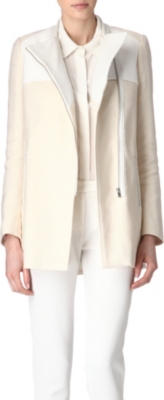 MAJE Aldo leather-trimmed coat