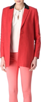 MAJE Artistic leather-collar jacket
