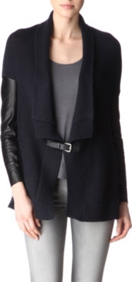 MAJE Alane leather-sleeves cardigan