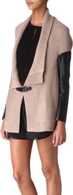 MAJE Alane leather-sleeves cardigan
