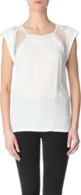 MAJE Clara silk and lace top