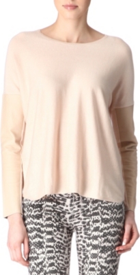 MAJE Pomelos leather-sleeve jumper