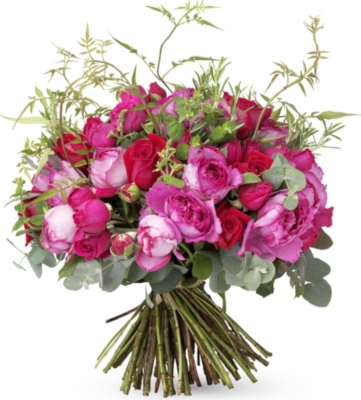 THE REAL FLOWER COMPANY Hot pink red luxury hand tied bouquet