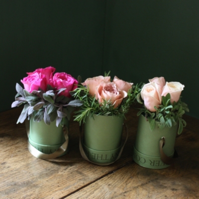 THE REAL FLOWER COMPANY Chelsea trio of three-stem hat boxes