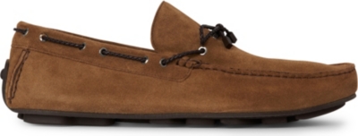 ERMENEGILDO ZEGNA Woven-lace driving loafers (Beige