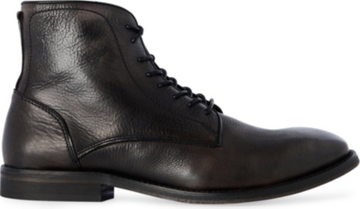 H BY HUDSON Smyth grained-leather boots (Black